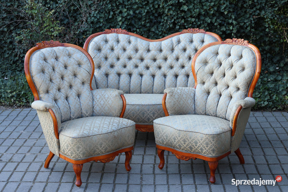 ARTexpert Zestaw sofa 2 fotele Ludwik berżera Dobrzany sprzedam