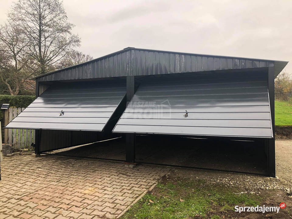 Garaż blaszany 6x6 2x Brama uchylna Czarny Dach podlaskie Białystok