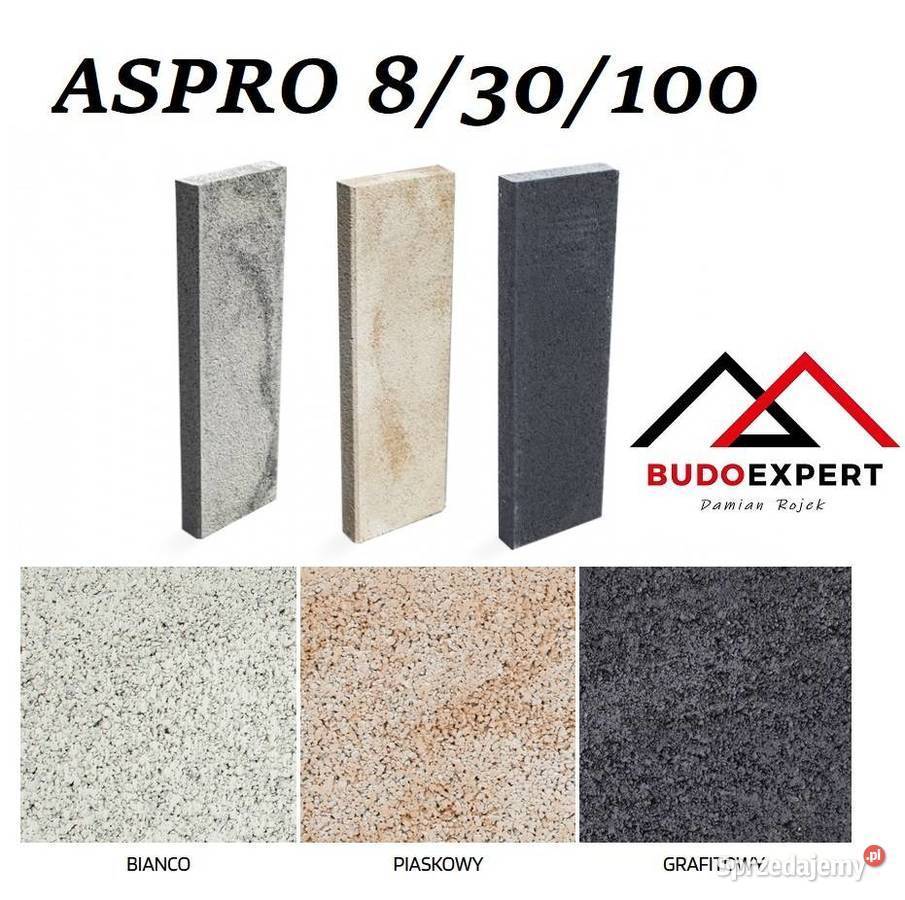 Solidne obrzeże betonowe ASPRO Styrobud 8x30x100 palisada