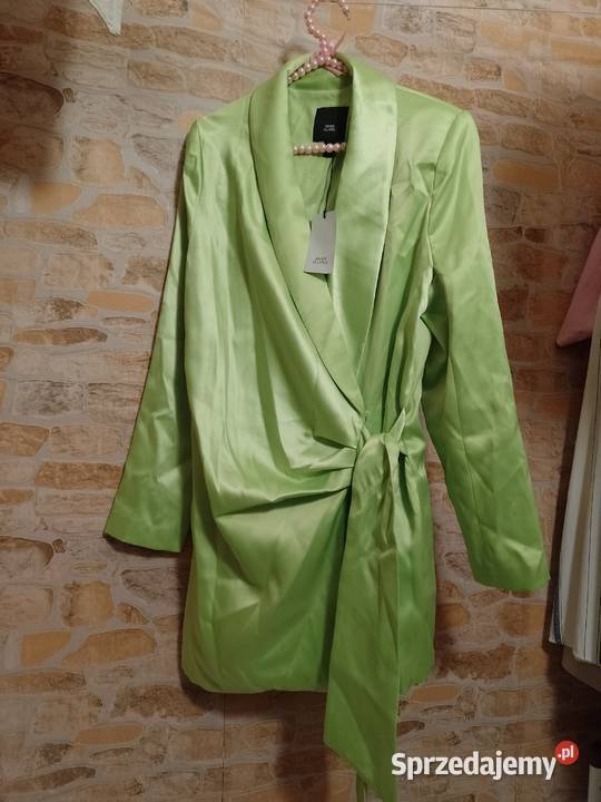 36S RIVER ISLAND Zielona marynarka z wiązaniem z Bez wzoru Kraków