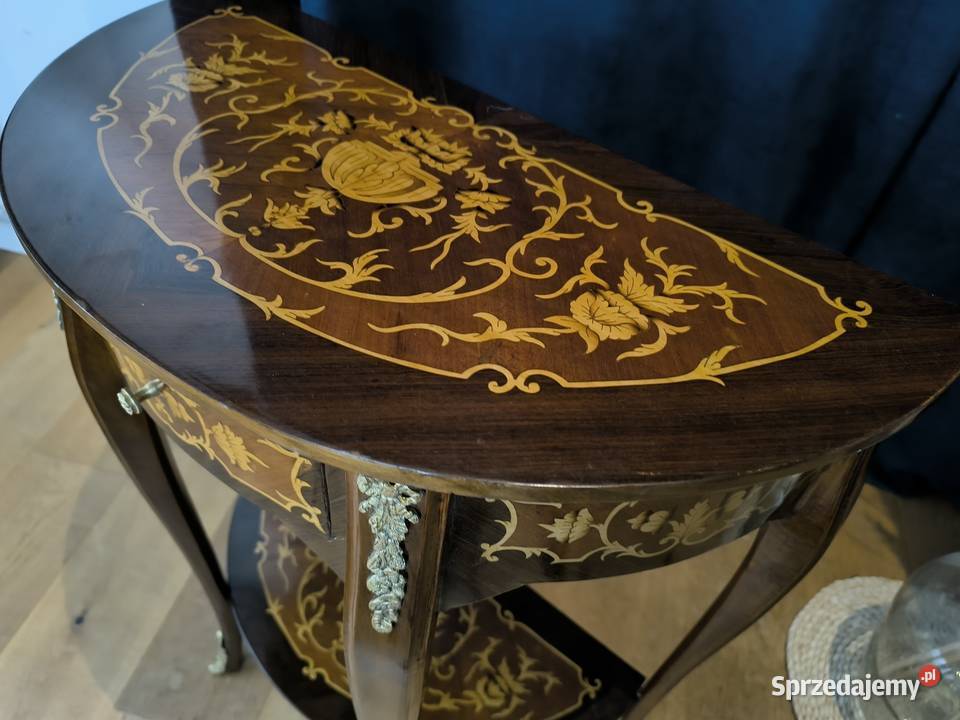 Piękna unikalna konsolka intasjowana przyścienna łódzkie Łódź