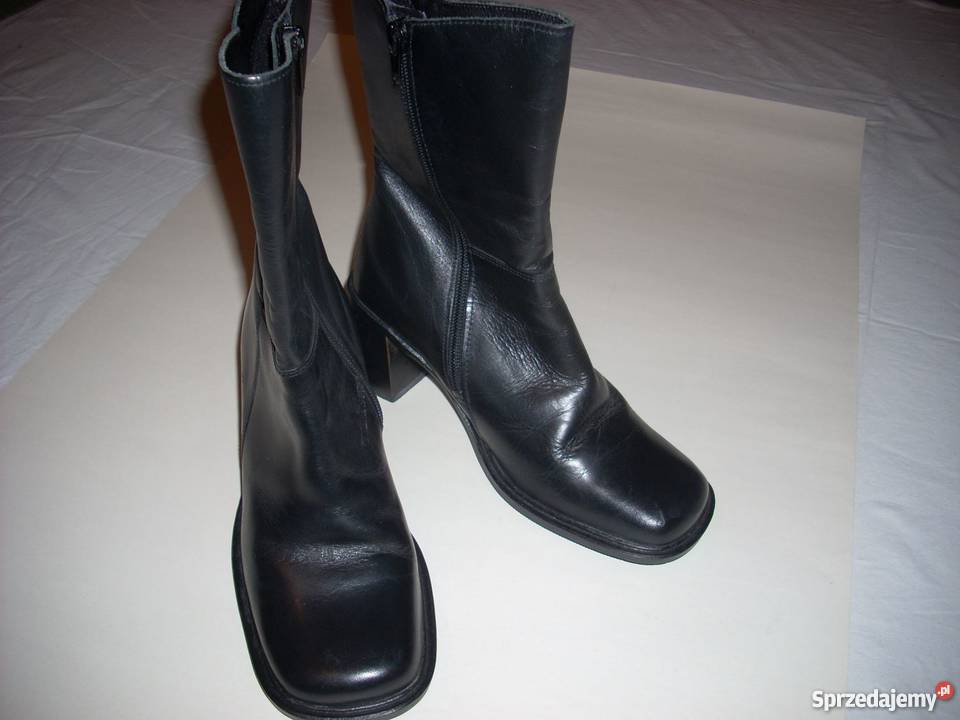 Skórzane Botki Kozaki 37 Skóra Nowy Sącz