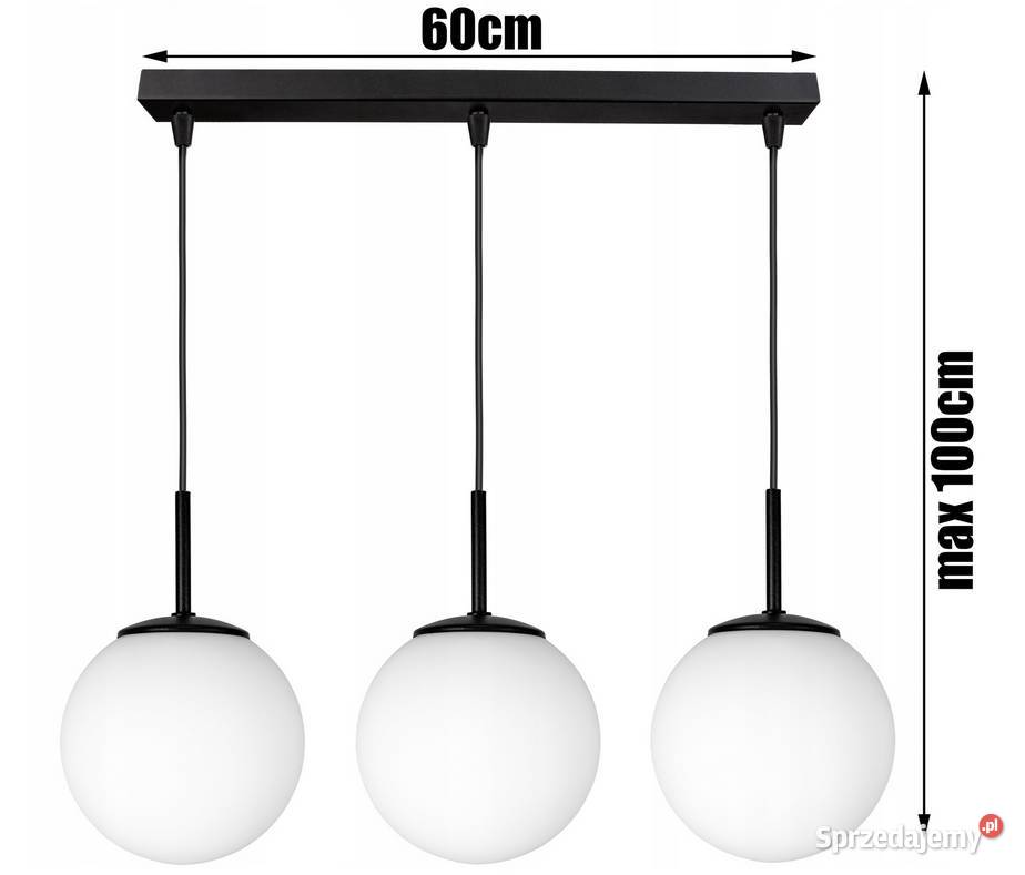 LAMPA WISZĄCA SUFITOWA potrójna KULE czarna na Choroszcz