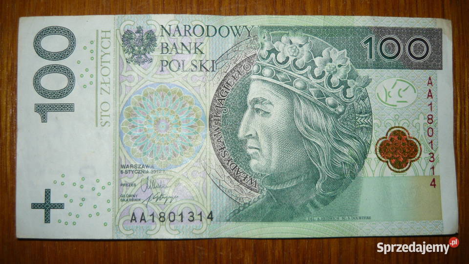 Banknot 100 seria AA 2012 r Numizmatyka Sokółka