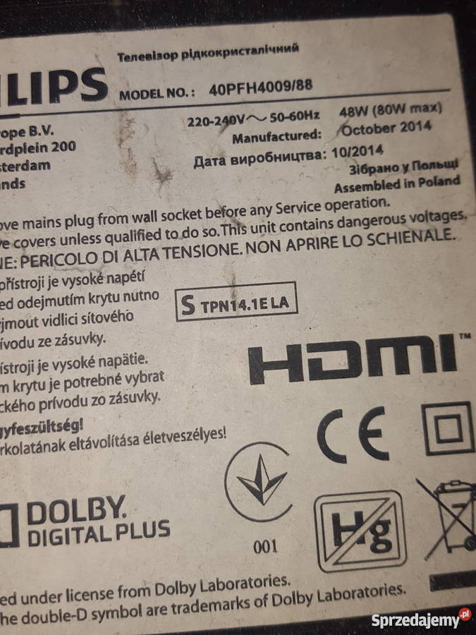 Philips 40PFH400988 zbita matryca HDMI Sosnowiec