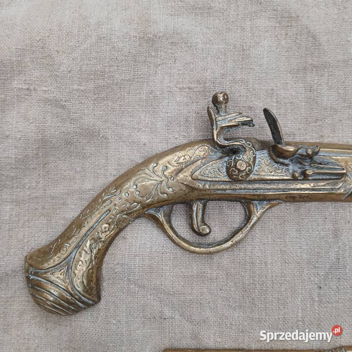 Mosiężny pistolet dekoracja na ścianę komplet 2 Warszawa