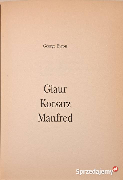 Giaur Korsarz George Byron literatura piękna - proza zagraniczna Łódź