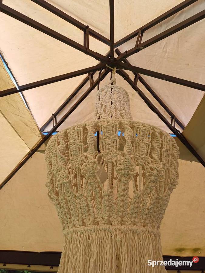 Biały abażur lampion wiszący makrama 5mm 3PLY