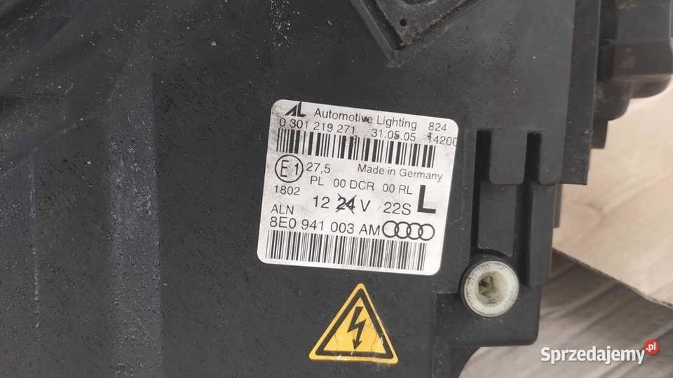 Lampa Przód Lewa Bi Xenon Audi A4 B7 8E 8E0 osobowe Lampy przednie