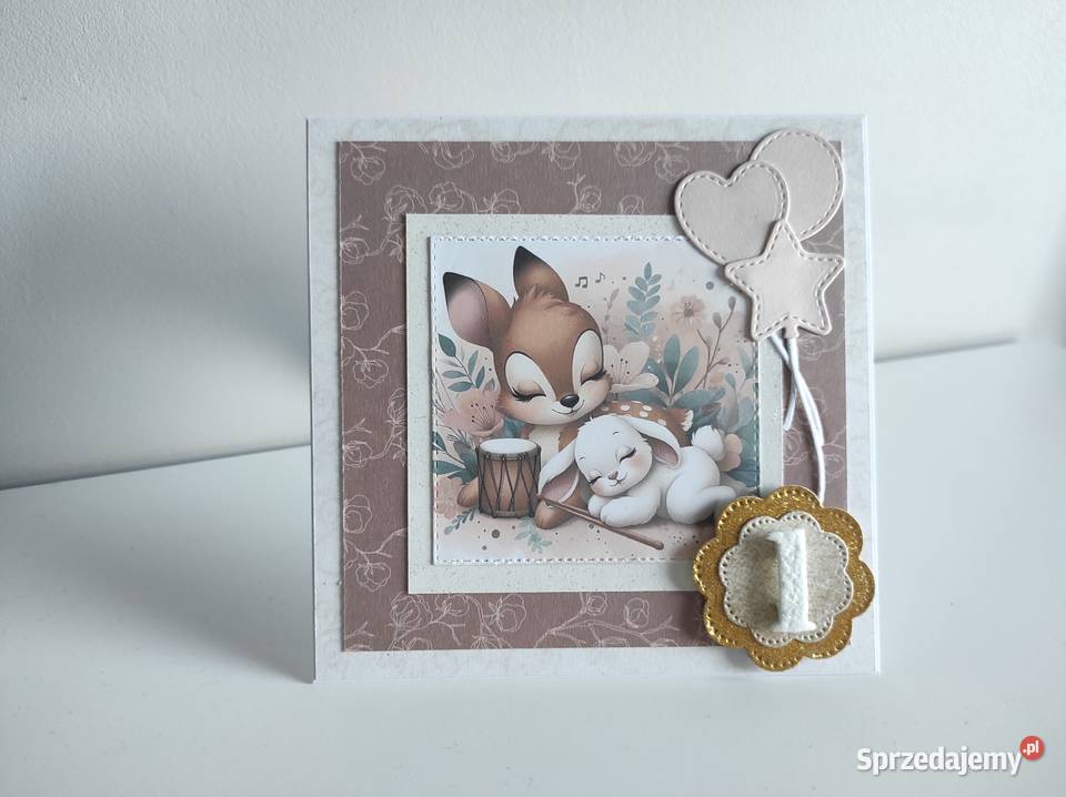 Kartka ręcznie robiona na urodziny roczek z Rękodzieło Łódź