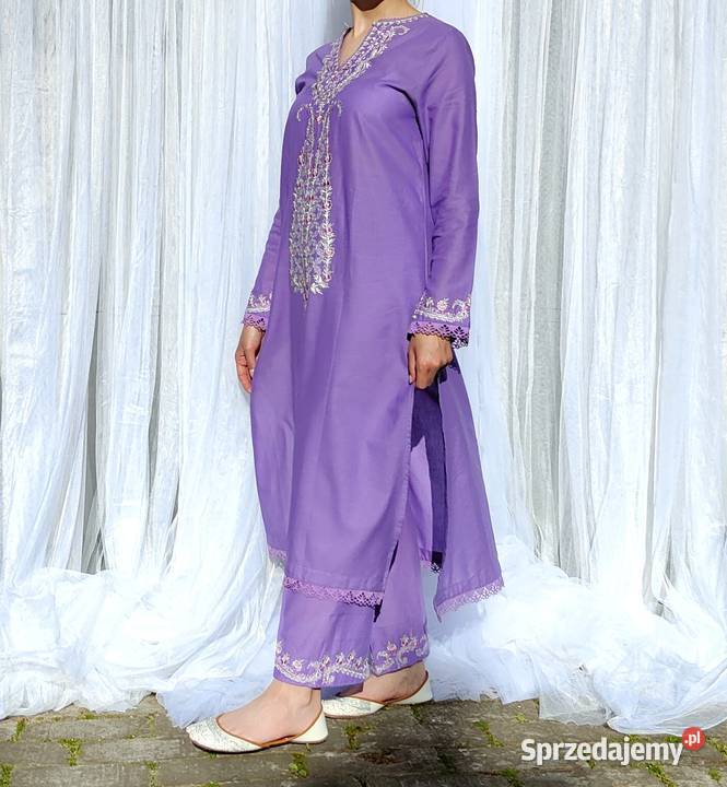 Fioletowy komplet orientalny M 38 tunika spodnie Szczecin