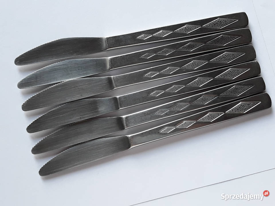 Noże obiadowe ROMBY KARO Gerlach sztućce PRL Dąbrowa Górnicza