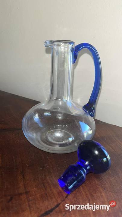 Karafka ze szkła przezroczystego Z kobaltem Gdańsk