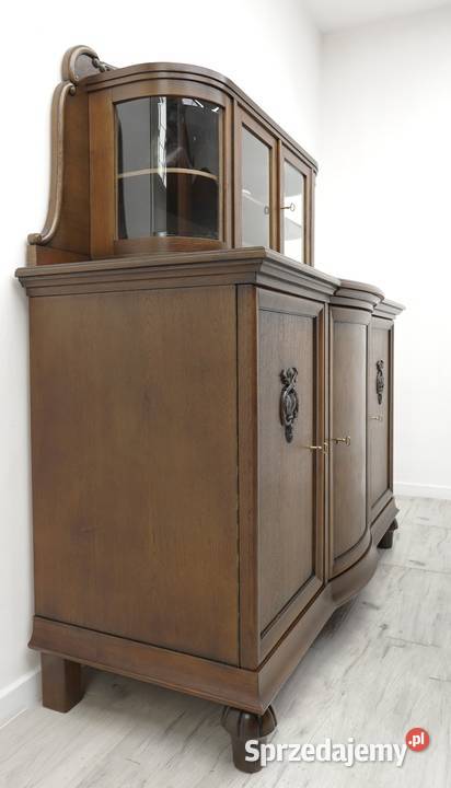 Dębowy kredens z lat 20tych w stylu secesyjnym 182cm Jerka