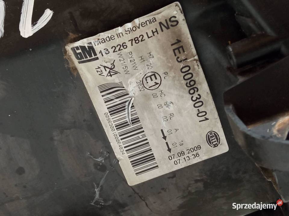 LAMPA PRZÓD LEWA EUROPA H7 13226782 Opel sprzedam
