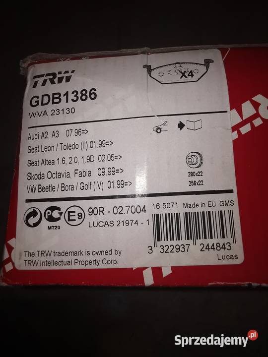 GDB1386 TRW oryginalne nowe klocki hamulcowe z osobowe