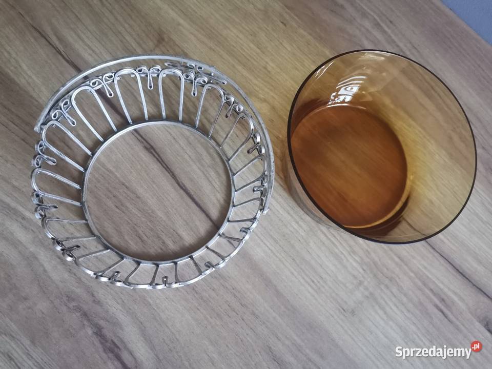 Stara posrebrzana cukiernica cukierniczka szkło Antyki