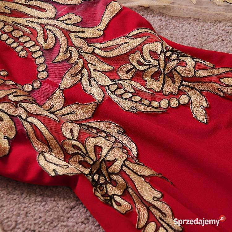 Cudna Ekskluzywna Suknia Maxi Zloty Haft Moda i Styl Łódź