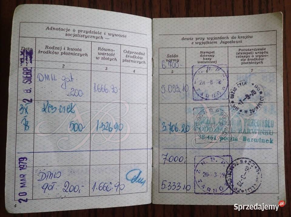 Książeczka walutowa PRL 80 wypełniona Pozostałe Tarnów