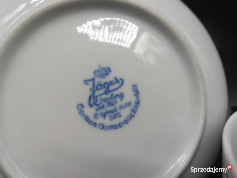 Filiżanka ze spodkiem Jger Eisenberg Blau Saks Porcelana i szkło Raszków sprzedam