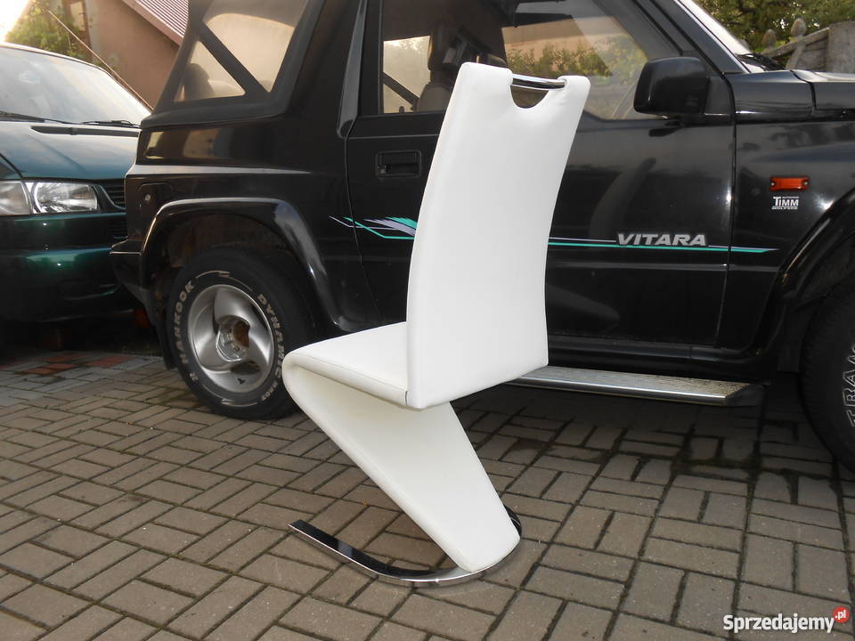 KRZESŁO BIAŁE FALA na PŁOZACH 43cm Ostrowiec Świętokrzyski
