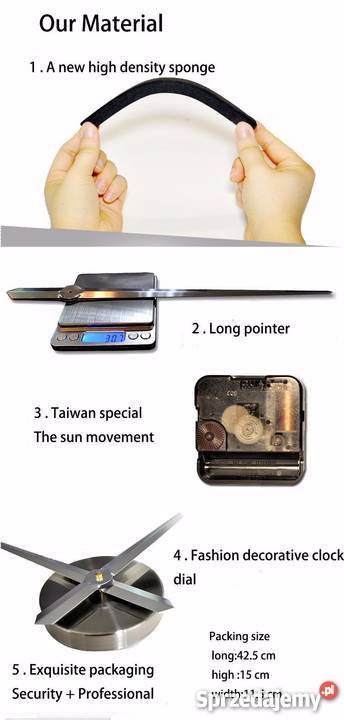 Zegar Ścienny Naklejany CZARNY 3D 63100 Efekt sprzedam