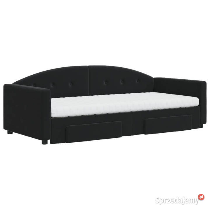 Sofa rozsuwana z szufladami czarna aksamit Warszawa