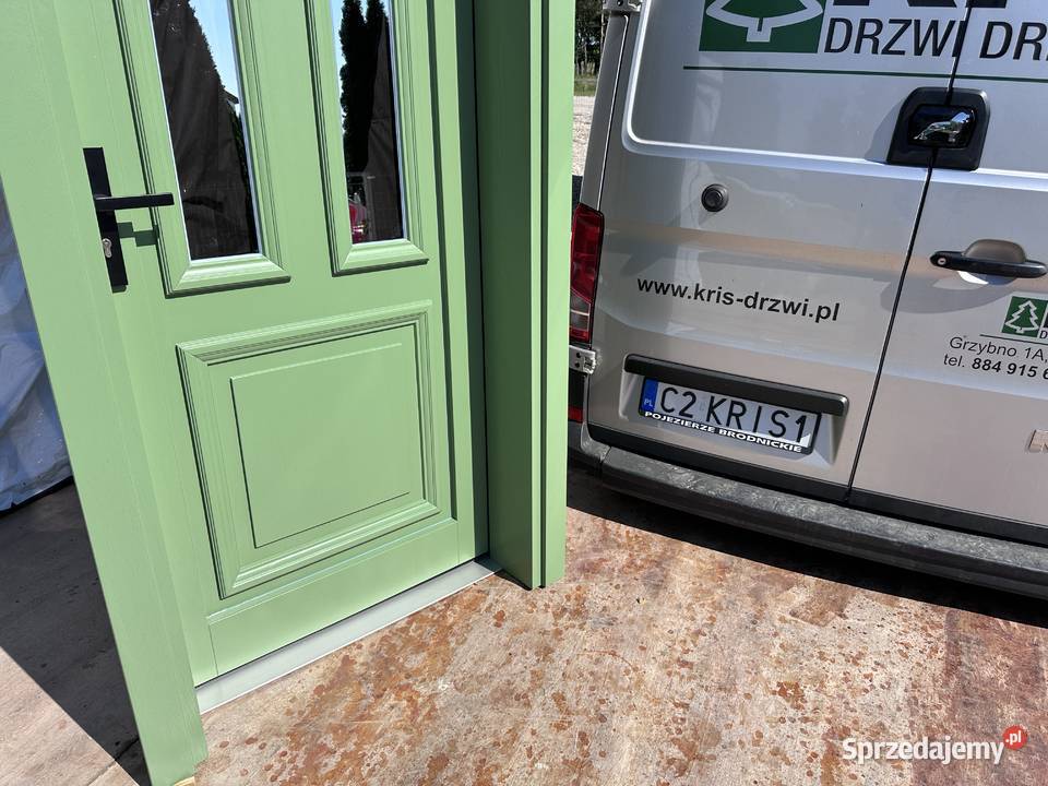 Drzwi zewnętrzne drewniane z doświem ręki czyste Koszalin