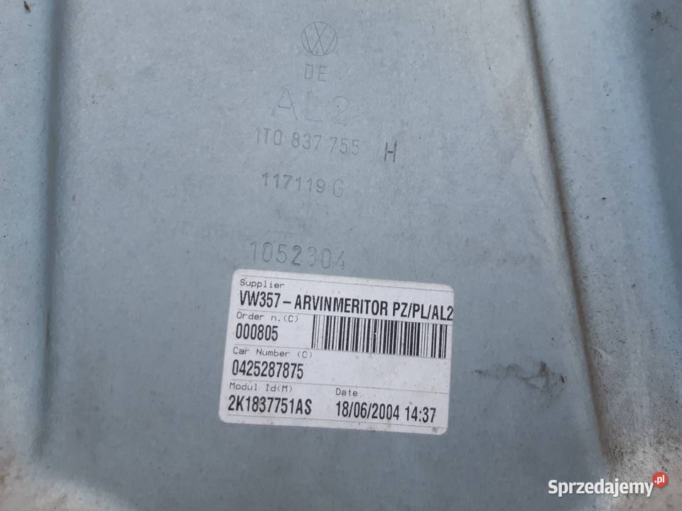 Caddy III 2K Podnosnik szyby lewy przod Rok produkcji 2005 mazowieckie Mińsk Mazowiecki