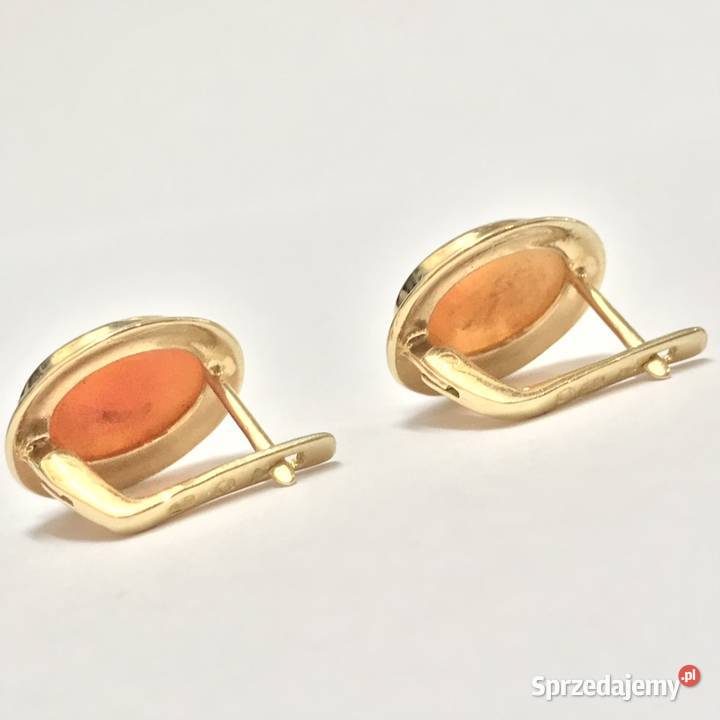 Złote kolczyki 14K 585 z ręcznie rzeźbioną kameą złoto Kolczyki Warszawa
