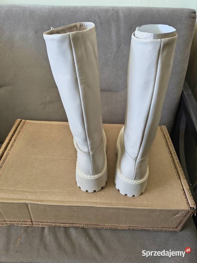 Skórzane kozaki Mango skóra Obuwie pomorskie Tczew