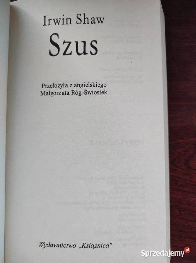 Szus Irwin Shaw Pozostałe świętokrzyskie Kielce sprzedam