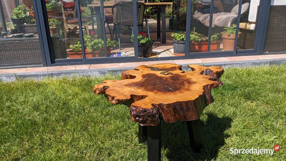 Stolik Kawowy Loft Akacja i Żywica Epoksydowa 60 Częstochowa sprzedam