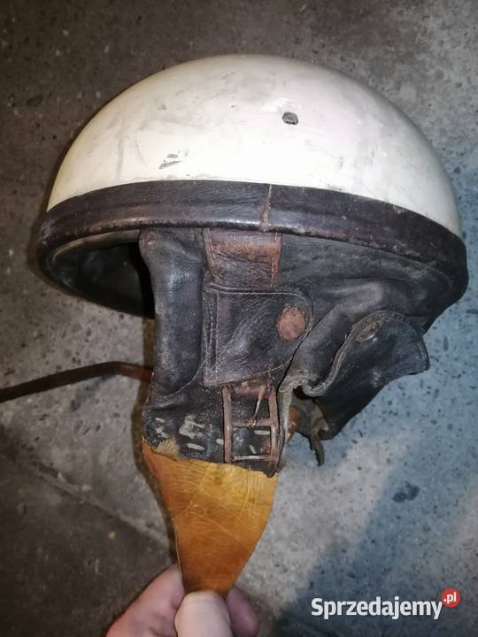 2x Stary kask motocyklowy orzeszek z daszkiem