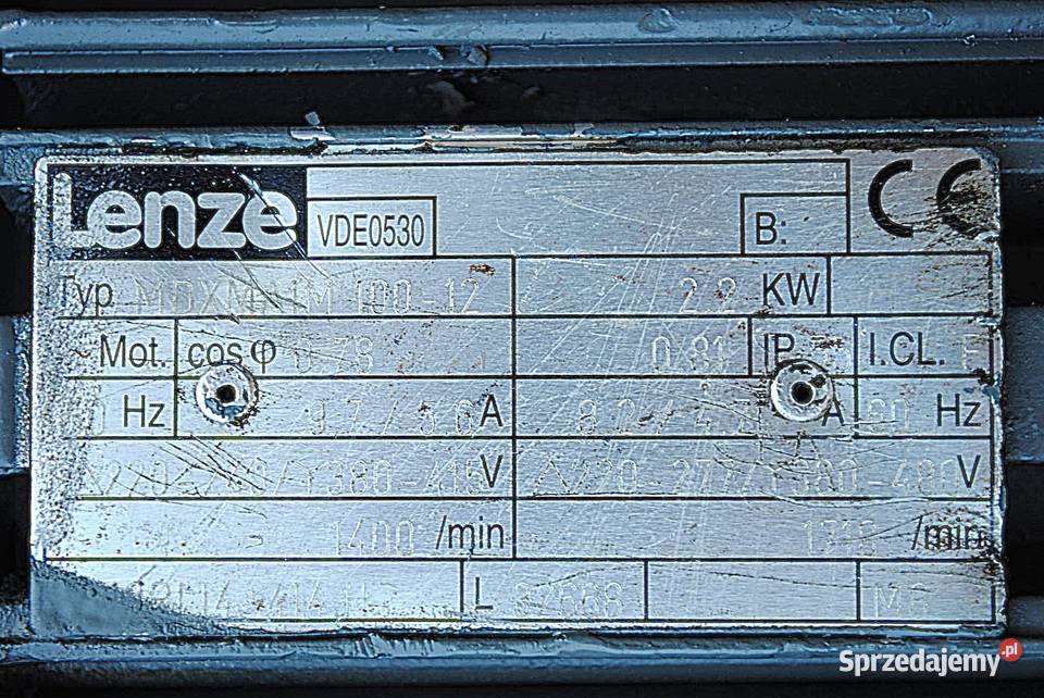 Motoreduktor kątowy 22kw 113obrmin LENZE Kargowa