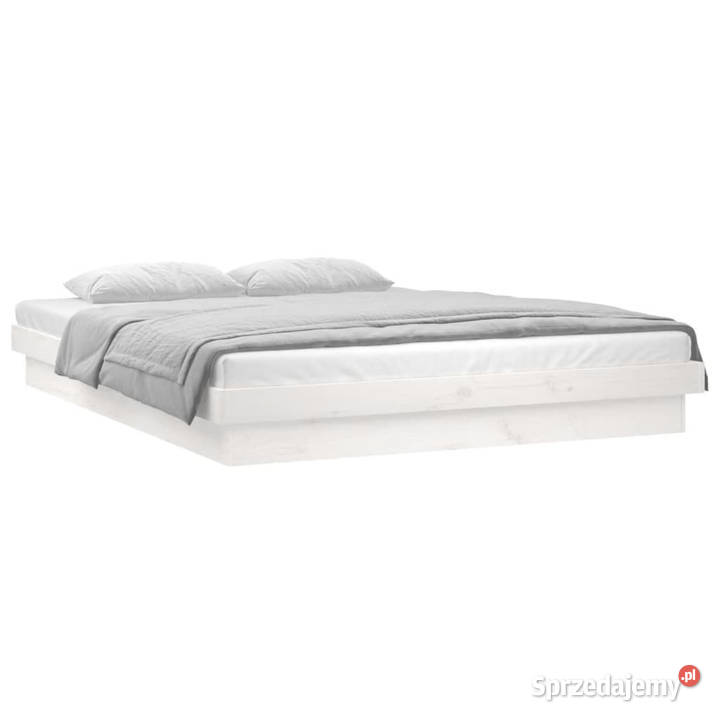 Rama łóżka z LED biała lite drewno 200x200 203cm Warszawa