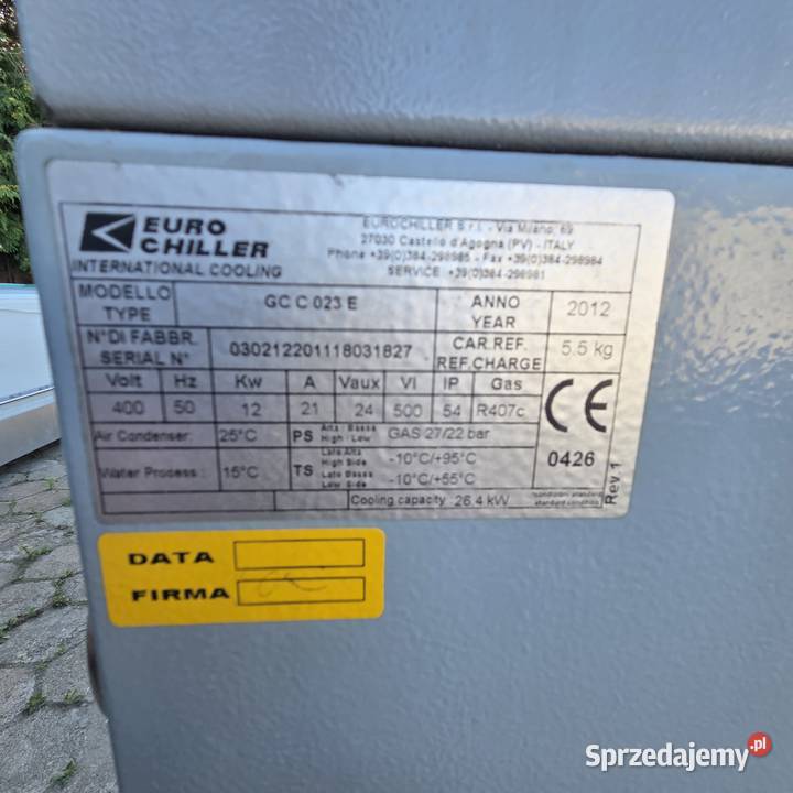 Chiller zestaw chłodzący 26 kW 300l Środa Wielkopolska