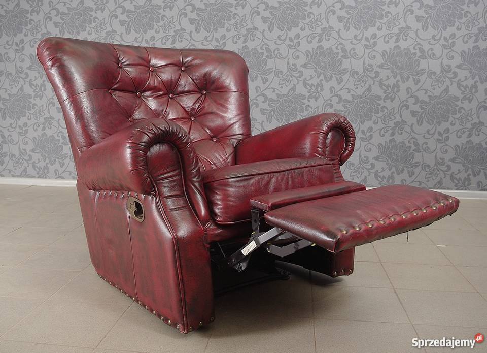Fotel rozkładany angielski skóra naturalna 4739 opolskie Nysa