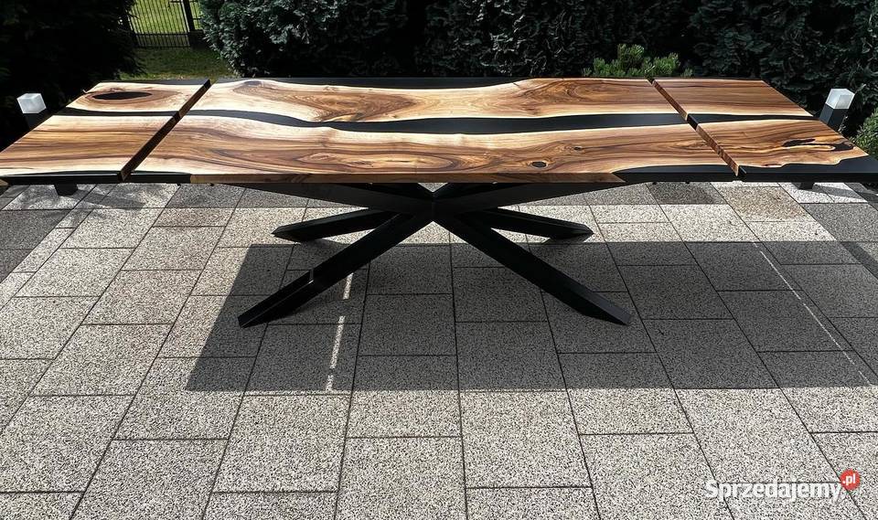 Stół Amsterdam Nut Spider z dostawkami żywica małopolskie Kraków