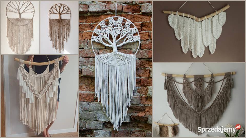 Makrama Boho Frędzle Chwosty Ecru Długa Łapacz Krosno sprzedam