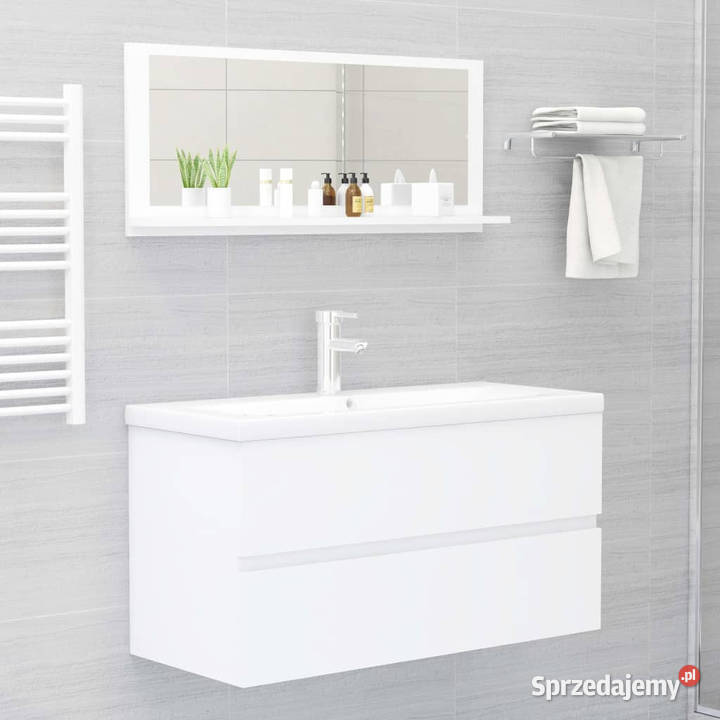 Lustro łazienkowe białe 90x105x37 materiał Warszawa