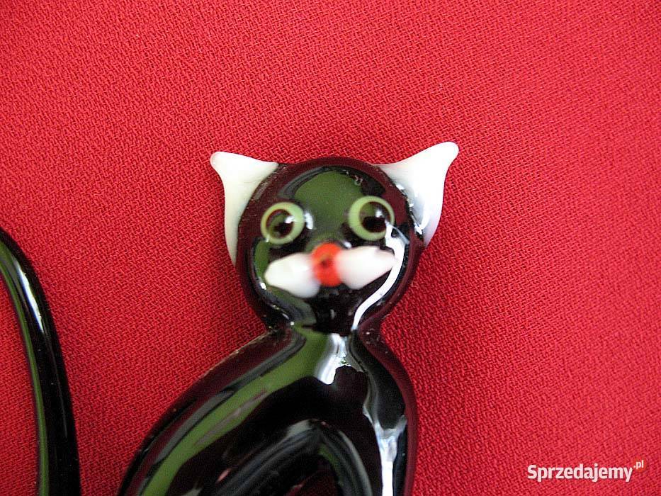 Kot Bonifacy figurka ze szkła w stylu Murano 5 x czarny Figurki i rzeźby Siedlce sprzedam