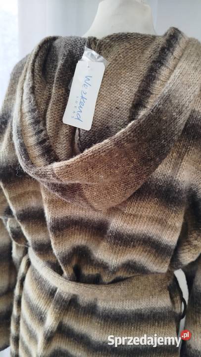 Brązowy sweter płaszcz z kapturem 52 xxxl Rozmiar 52 Białystok