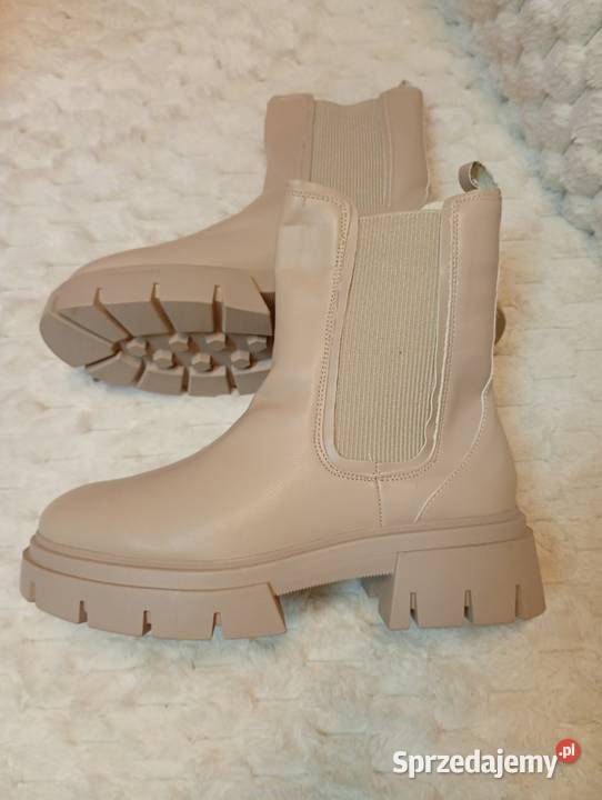 40 Schuh beżowe Botki na platformie z Londynu na brązowy/beżowy Kraków