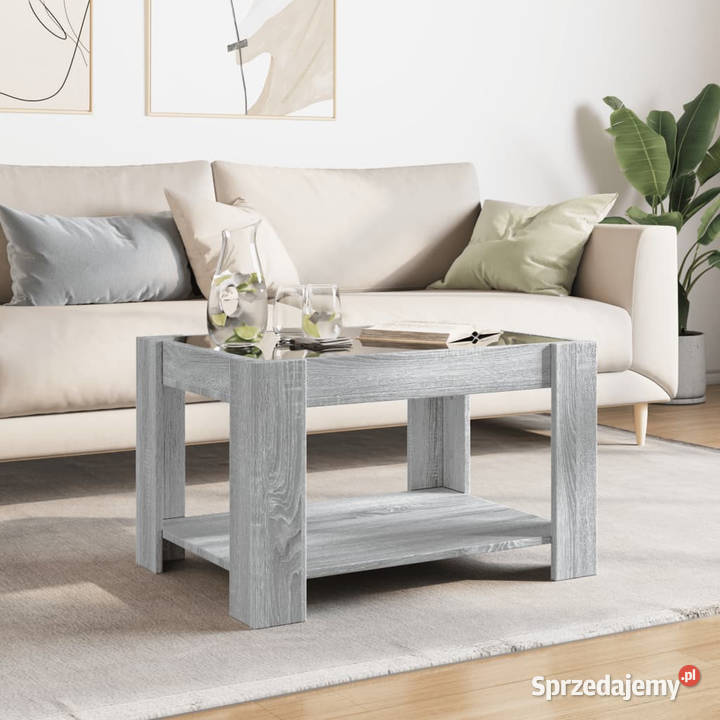 Stolik kawowy z LED szary dąb sonoma 73x53x45 Warszawa sprzedam