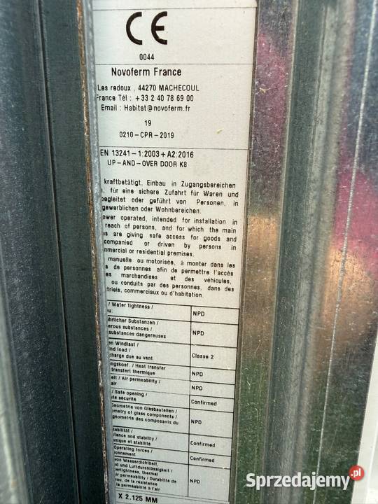 Brama garazowa 230x210 nowa Bramy Zamarte