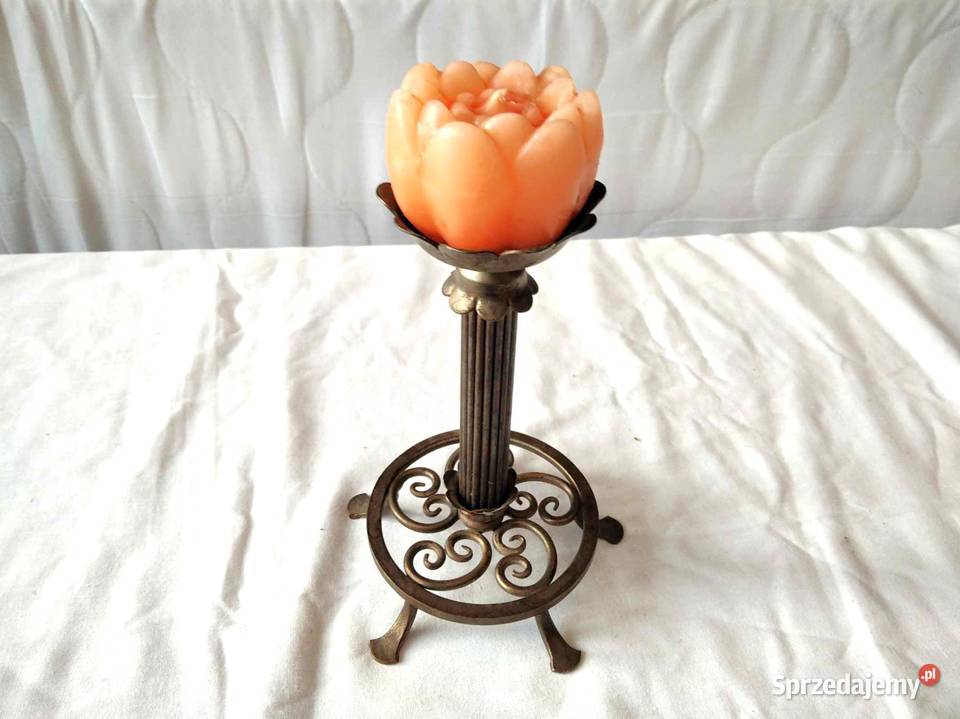 Piękny stary świecznik mosiężny kandelabr