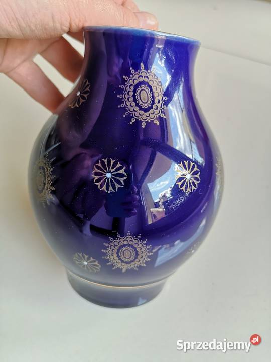 Wazon porcelanowy kobalt złocenia vintage Porcelana i szkło Toruń