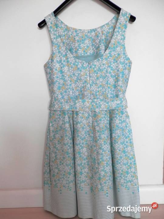 Sukienka Rozkloszowana Miętowa Wizytowa Modne Łomża