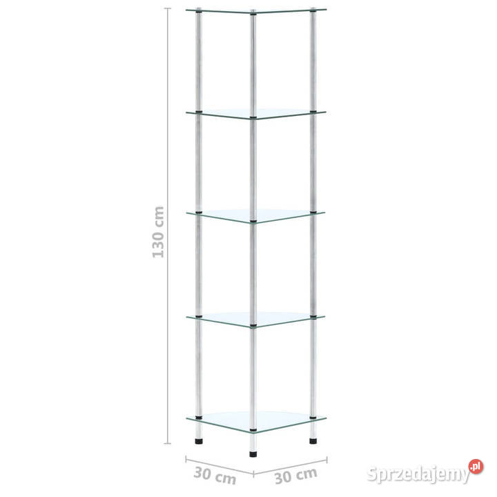 5poziomowa półka przezroczysta 30x30x130 szkło Regały mazowieckie Warszawa